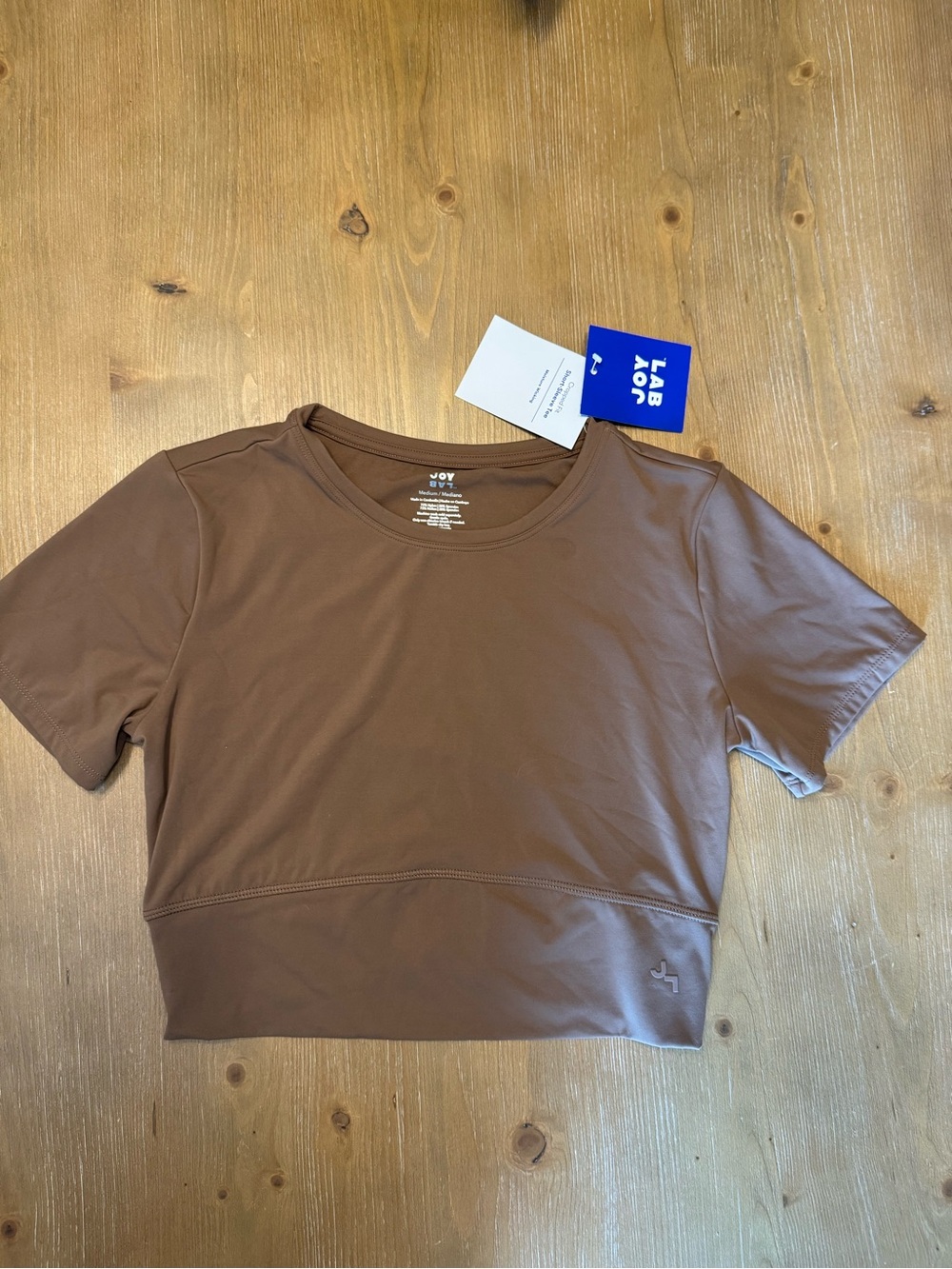 JoyLab Chocolate Brown Short Sleeve Crop Top